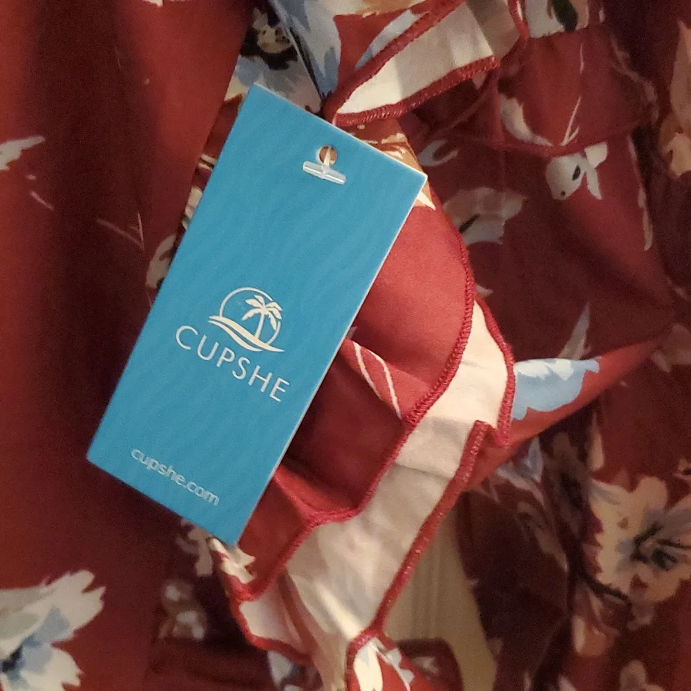 NWT Cupshe Floral Blouson Sleeve Dress - Sz L - Picture 4 of 6